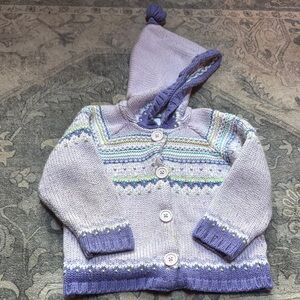 Carter's stocking hoodie sweater button up Lavender and Purple Knit Cardigan
